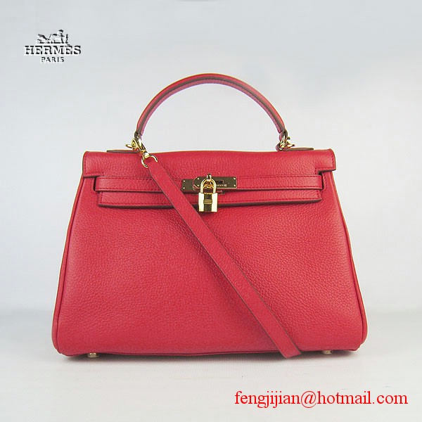 Hermes Kelly 32cm Togo Leather Bag Red 6108 Gold Hardware Hermes Kelly 32cm Togo Leather Bag Red 6108 Gold Hardware